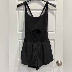 Free People FP Movement Righteous Runsie Romper Black